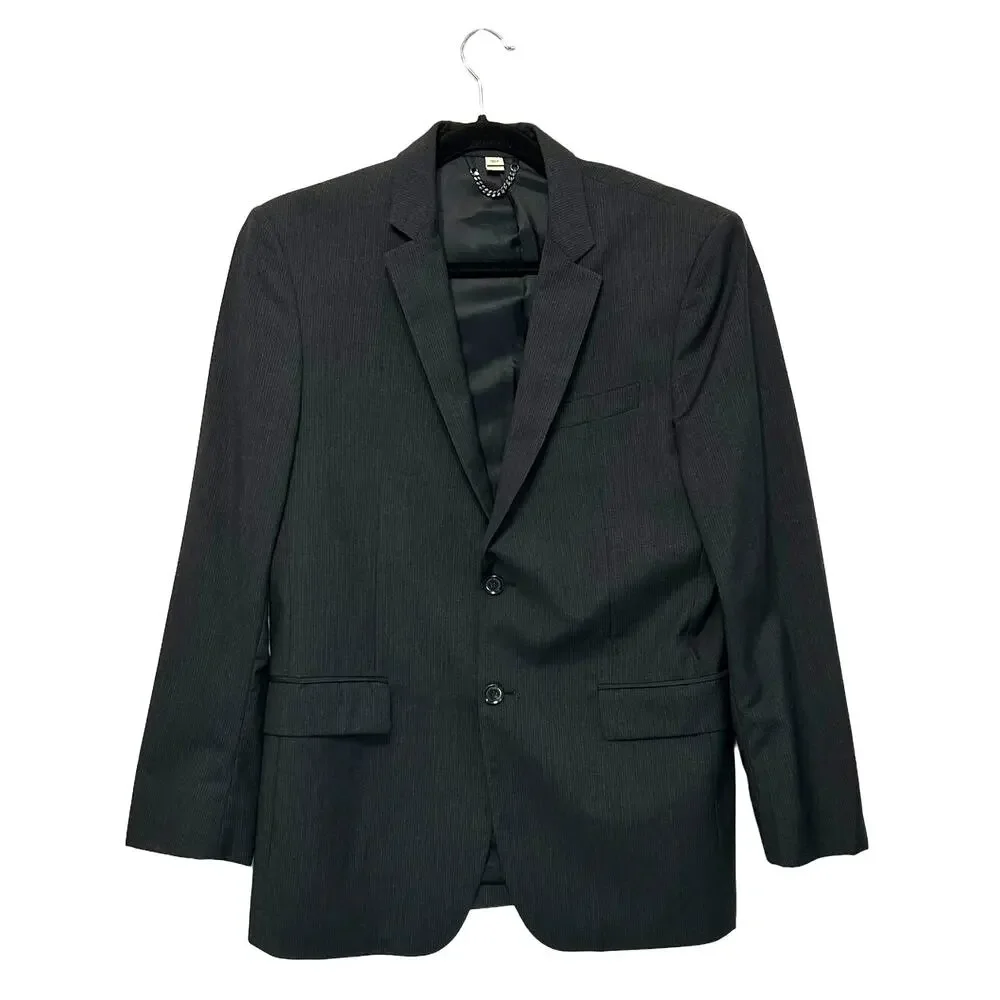 Burberry Milbury Pinstripe Virgin Wool Blazer Jacket Men's 50S Charcoal Gray